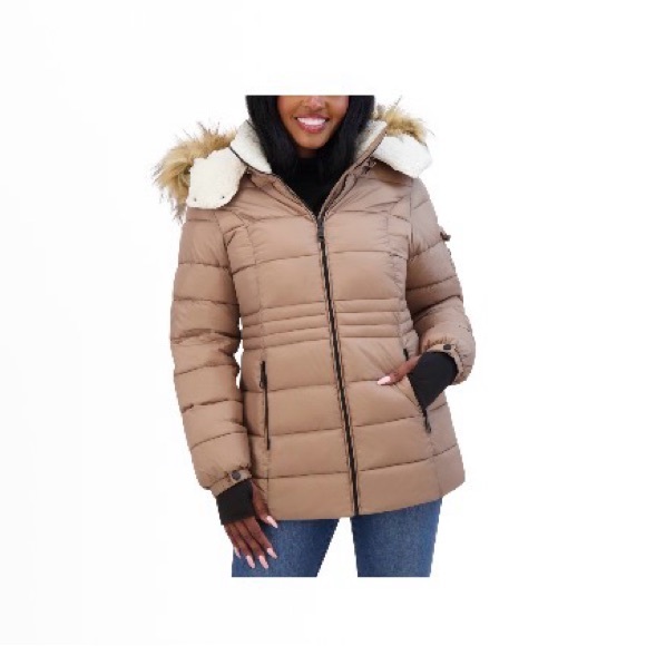 Steve Madden Jackets & Blazers - Steve Madden Brown Puffer Jacket with Faux Fur Hood